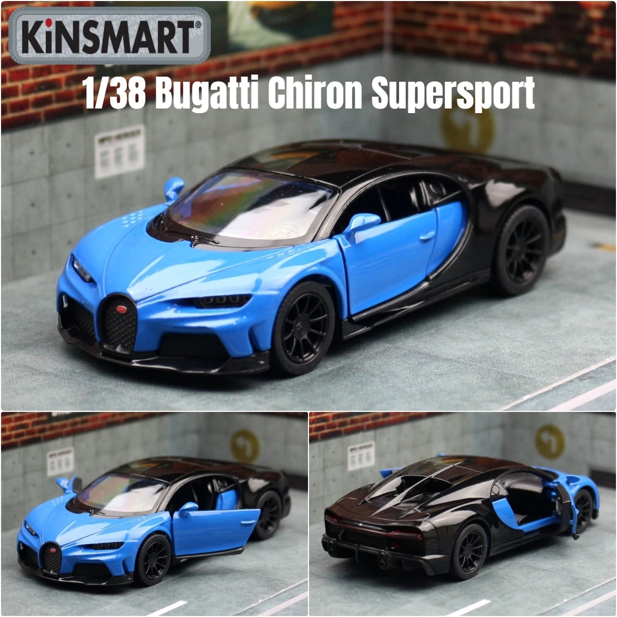 KiNSMART Toy Car Model 1/38 Bugatti Chiron Super Sport Racing Alloy Diecast Miniature Vehicle Collection Gift For Children Boy