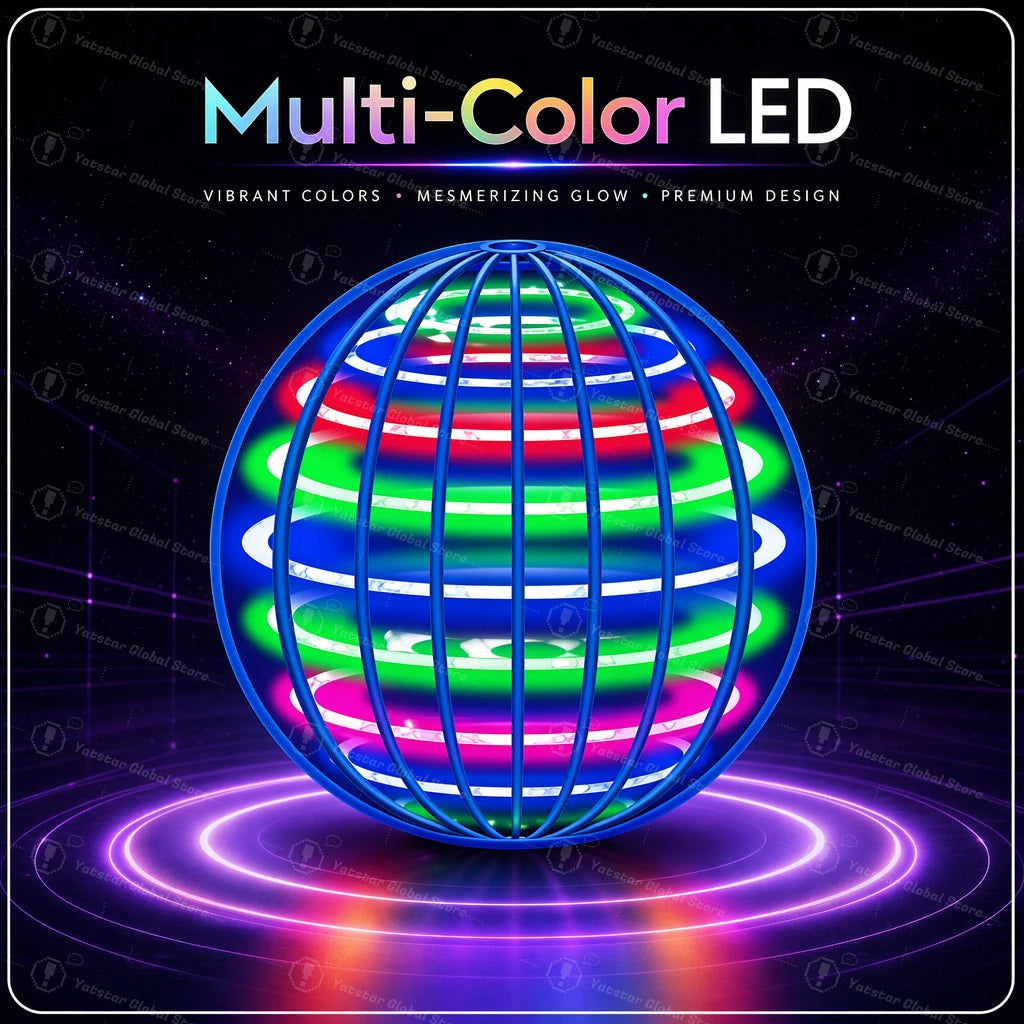 Magic Flying Ball Boomerang LED Lights Hover Drone Flying Orb Spinner 360°Rotating Fidget Luminous Toy for Teens Adults Gift Fun