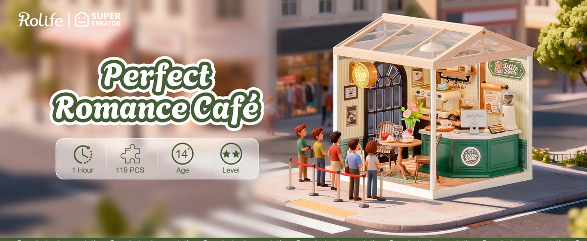 Rolife Super Creator Serious DIY Miniature House Kit Mini Dollhouse Model Building Kit with LED Light Home Decor(DW026/27/28)