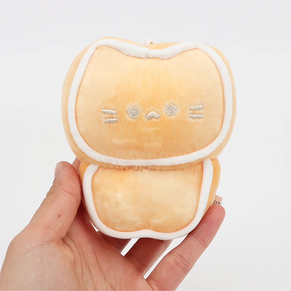 10cm Kawaii Lifelike Butter Biscuit Cat Plush Toy Keyring for Girls Bag Ornament Cute Pendant Dolls Toys for Kids Birthday Gift
