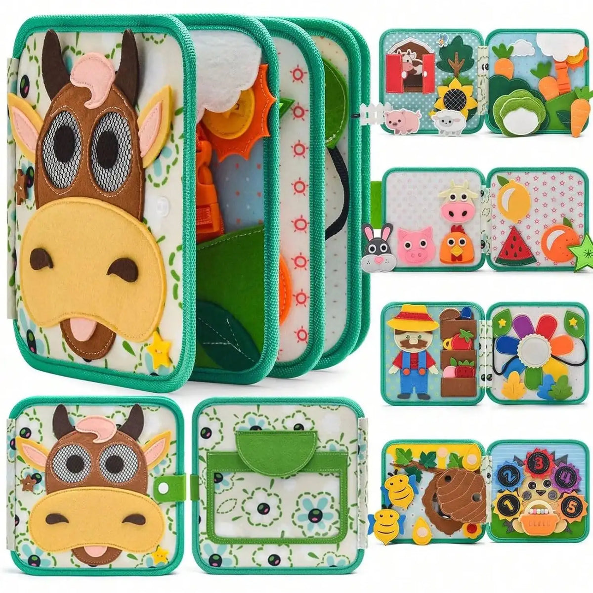 Busy Book for Toddlers Montessori 3D Felt Quiet Book for Preschool Learning Fine Motor Skills，Sensory Activity Travel Toy