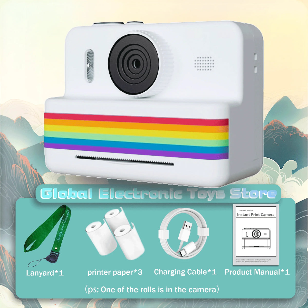 2.8 Inch HD Digital Video Camera for Kids - Large Screen Instant Print Toy Camera Outdoor Zero Ink Portable Print Camera