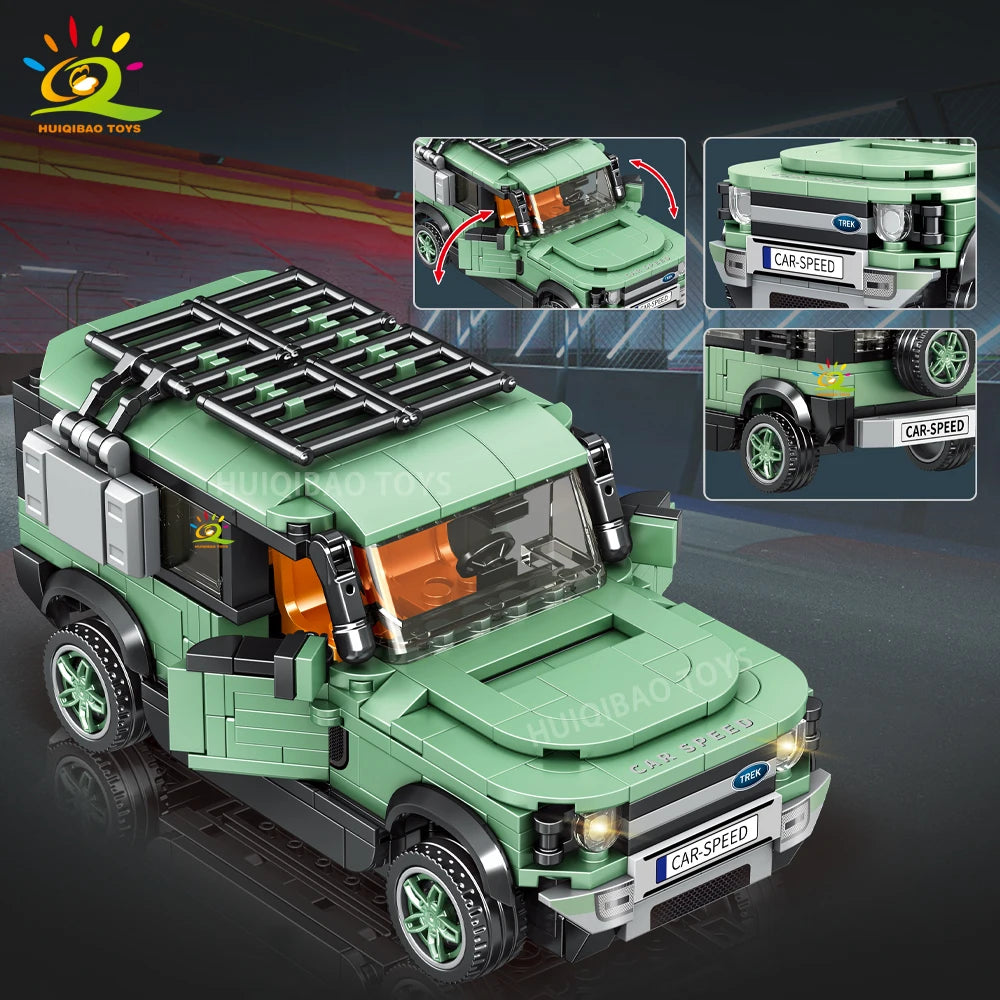 HUIQIBAO Off-road Vehicle Truck Car Building Block Set Boys DIY Speed Car Collectible Adult Model Bricks Educational Toys Gift