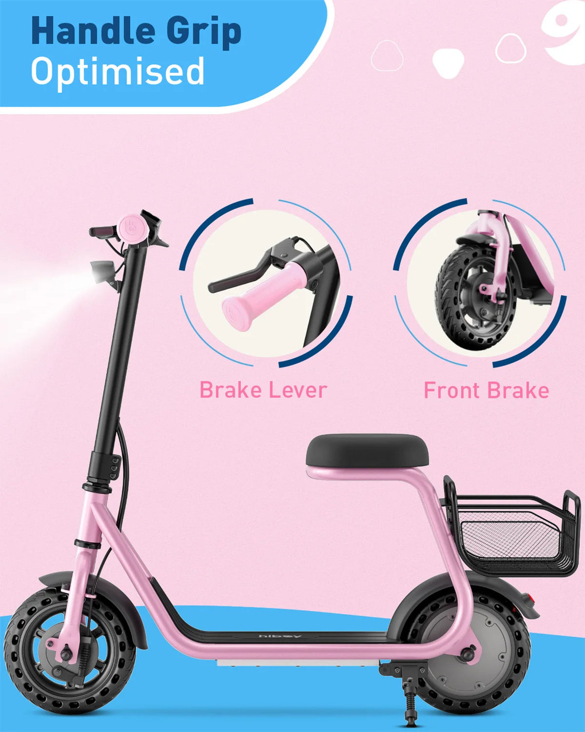 Hiboy Q2 Lite Kids Electric Scooter with Seat 100W Motor 9.3MPH Children E-Scooter UL Certified Battery LED Lights Gift for Boys Girls Ages 4-10