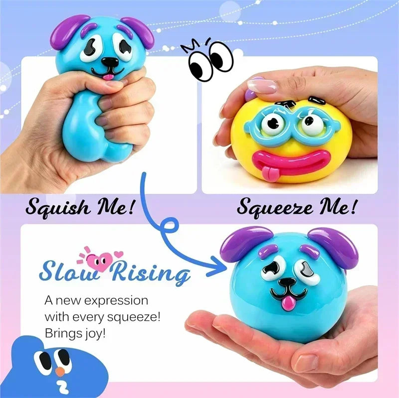 New Smushers Squishy Pinch Pressure Ball DIY Emoticons Dog Face Slow Rebound Squeeze Squishy Soft Decompression Adult Fun Gifts