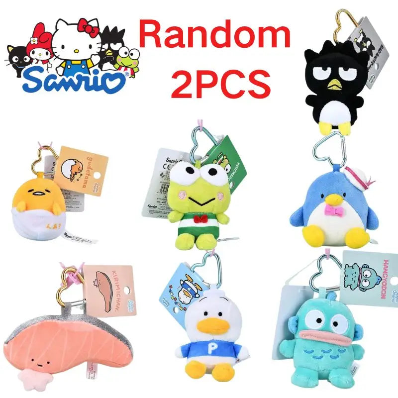 Kawaii Sanrios Gudetama Sam Gudetama Ahiru no Pekkle Plush Doll Keychain Hangyodon keyring My Melody Stuffed Backpack Pendant
