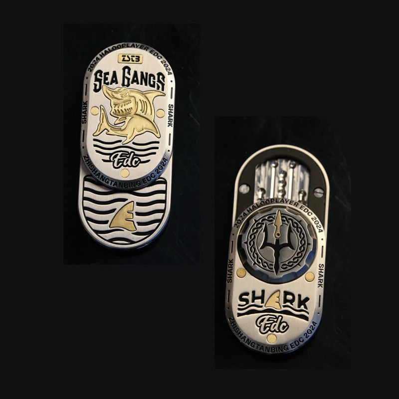 Zhi Shang Tan Bing Shark Mechanical Fidget Slider ADHD Metal EDC Fidget Toys Office Desk Toys Anxiety Stress Relief Toys