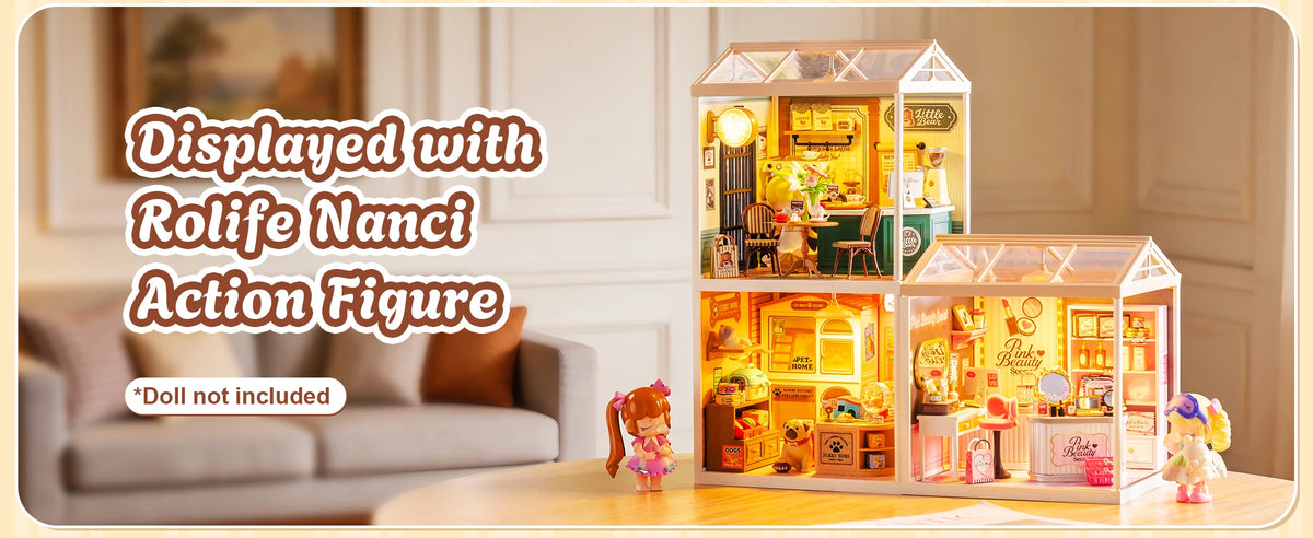 Rolife Super Creator Serious DIY Miniature House Kit Mini Dollhouse Model Building Kit with LED Light Home Decor(DW026/27/28)