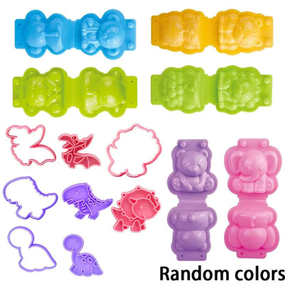 3D Play Dough Molds Dough Accessories Kit for Kids 3D Cartoon Lion Monkey Dinosaur Plasticine Mould DIY Clay Tool For Children G