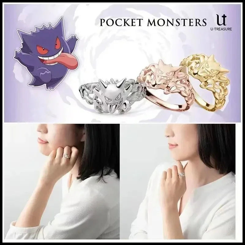 Pokemon Dratini Couple Ring S925 Silver Anime Peripheral Opening Adjustable  Cartoon Accessories Fashion Gift