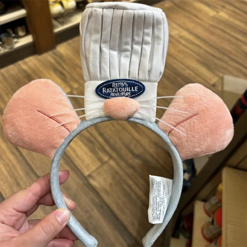 Ratatouille Cartoon Funny Plush Mouse Headband for Washing Face Taking Photos and Daily Use Perfect Gift and Anime