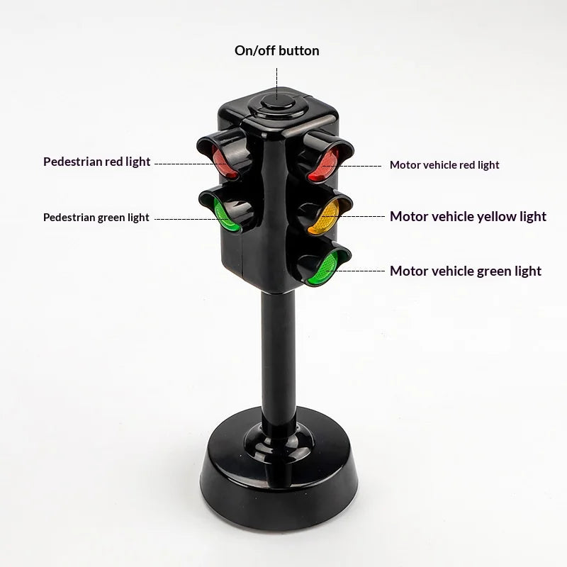 Mini Traffic Light Toy with Sound LED Road Block Puzzle for Kids Safety Education Children's Educational Game