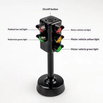 Mini Traffic Light Toy with Sound LED Road Block Puzzle for Kids Safety Education Children's Educational Game