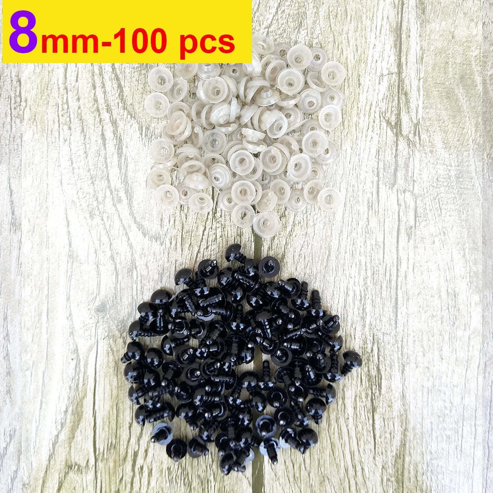 100pcs 8/10/12/14mm Plastic Safety Eyes For Toys Diy Mix Size Crochet Animal Eye For Doll Toys Amigurumi Accessories