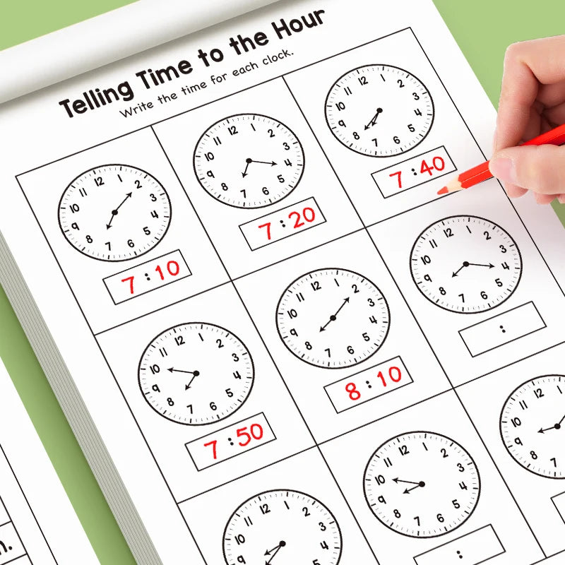 Interactive Game Book 32 Page Telling Time Exercise Time Cognition Toy Book About Time Fun Time Game Drawing Learning Book