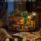 Rolife Wooden Dollhouse 3D Puzzle Leafree Café DIY Miniature House Model Building Kit with LED Light for Home Decor Brain Teasers Jigsaw DIY Craft Kit for Holiday Gift
