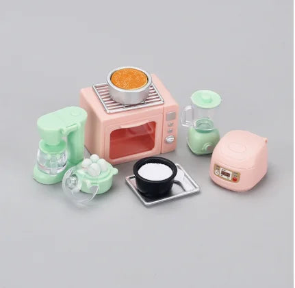 1:12 Dollhouse Miniature Kitchen Kit Realistic Microwave & Rice Cooker Mini Appliances Doll House Scene Decor Accessories