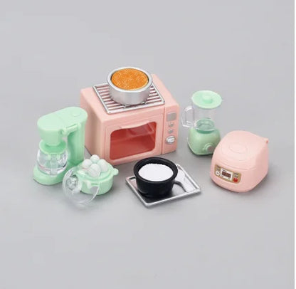 1:12 Dollhouse Miniature Kitchen Kit Realistic Microwave & Rice Cooker Mini Appliances Doll House Scene Decor Accessories