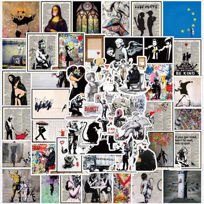 50Pcs Banksy Stickers banksy art graffiti Stickers for DIY Luggage Laptop Skateboard Motorcycle Bicycle Sticker