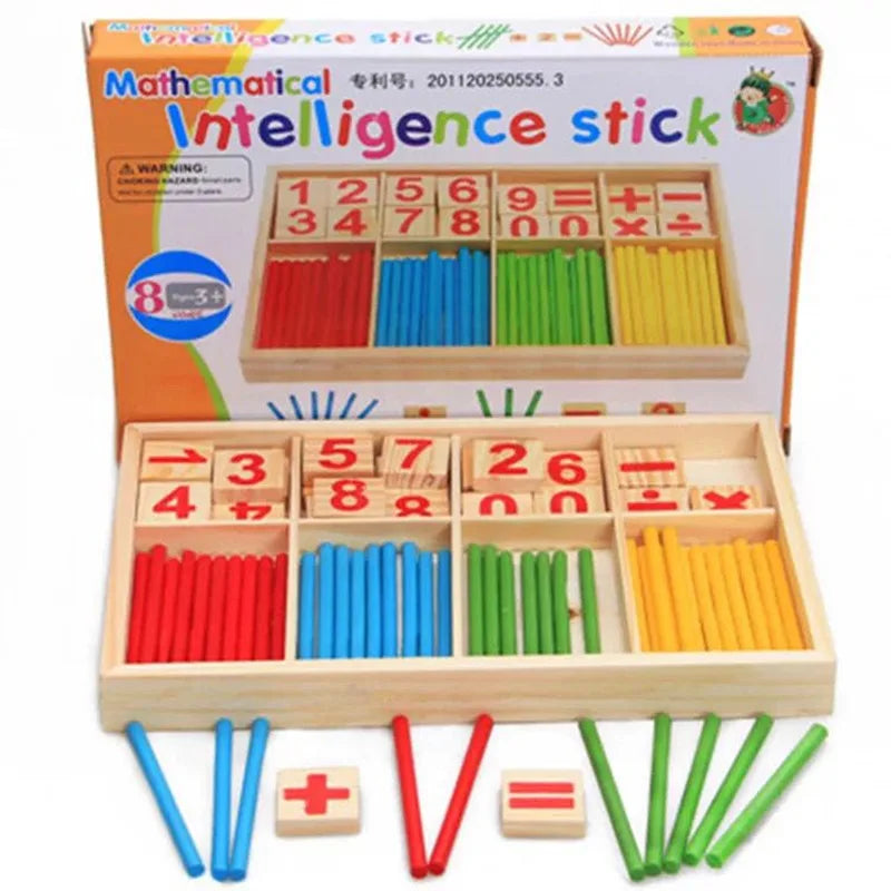 Children's Math Teaching Aids, Counting Sticks, Arithmetic Learning Box, Wooden Educational Toys, Montessori Education