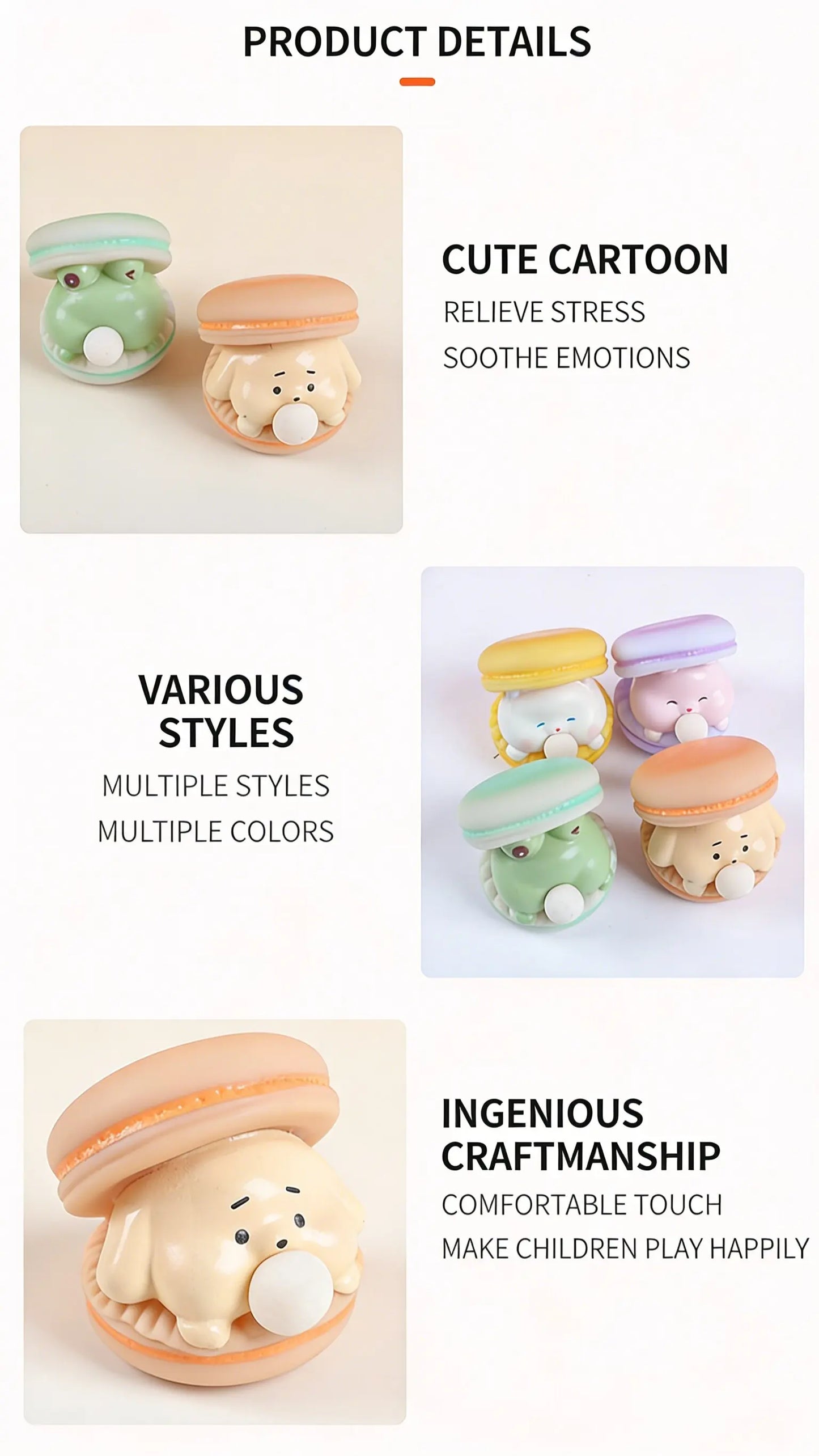 Creative Spit Bubble Burger Squishy Toy Cute Macaron Cartoon Stress Relief for Adults Office Vent Prank Desktop Decor Ornaments