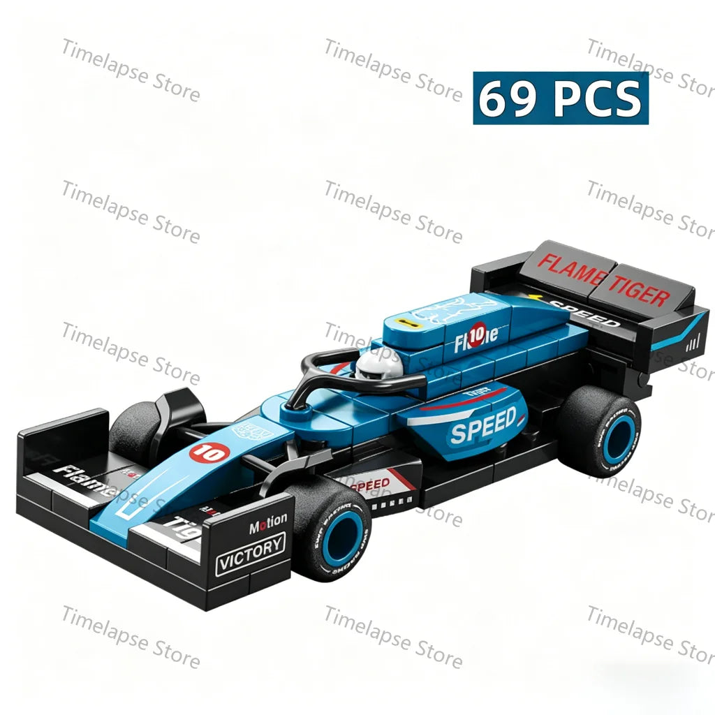 NEW DIY Four Grid Formula Racers Racing Car Pull Back Speed Vehicle Building Blocks Kit Boys Bricks Movie Model  Toy City Ideas