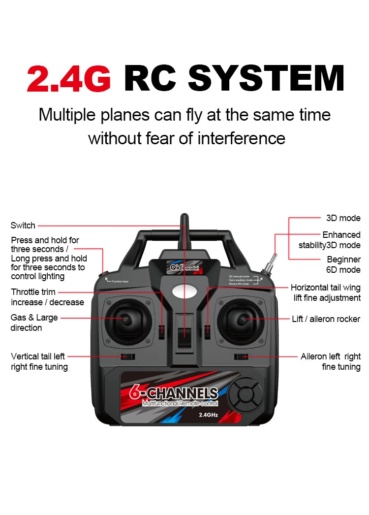 4CH Brushless RC Glider M7 Moore Off-road Aircraft Plane EPP Foam Remote Control Airplane with LED Light Model Toys