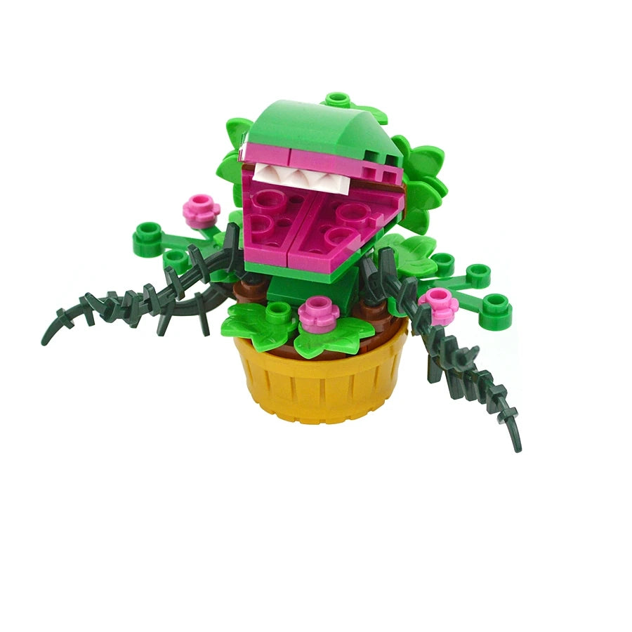 MOC Mini Potted Green Man Eater Plants Chomper Flower Plant Building Blocks Set Little Shop of Horror Bricks Kid Xmas Toys Gift