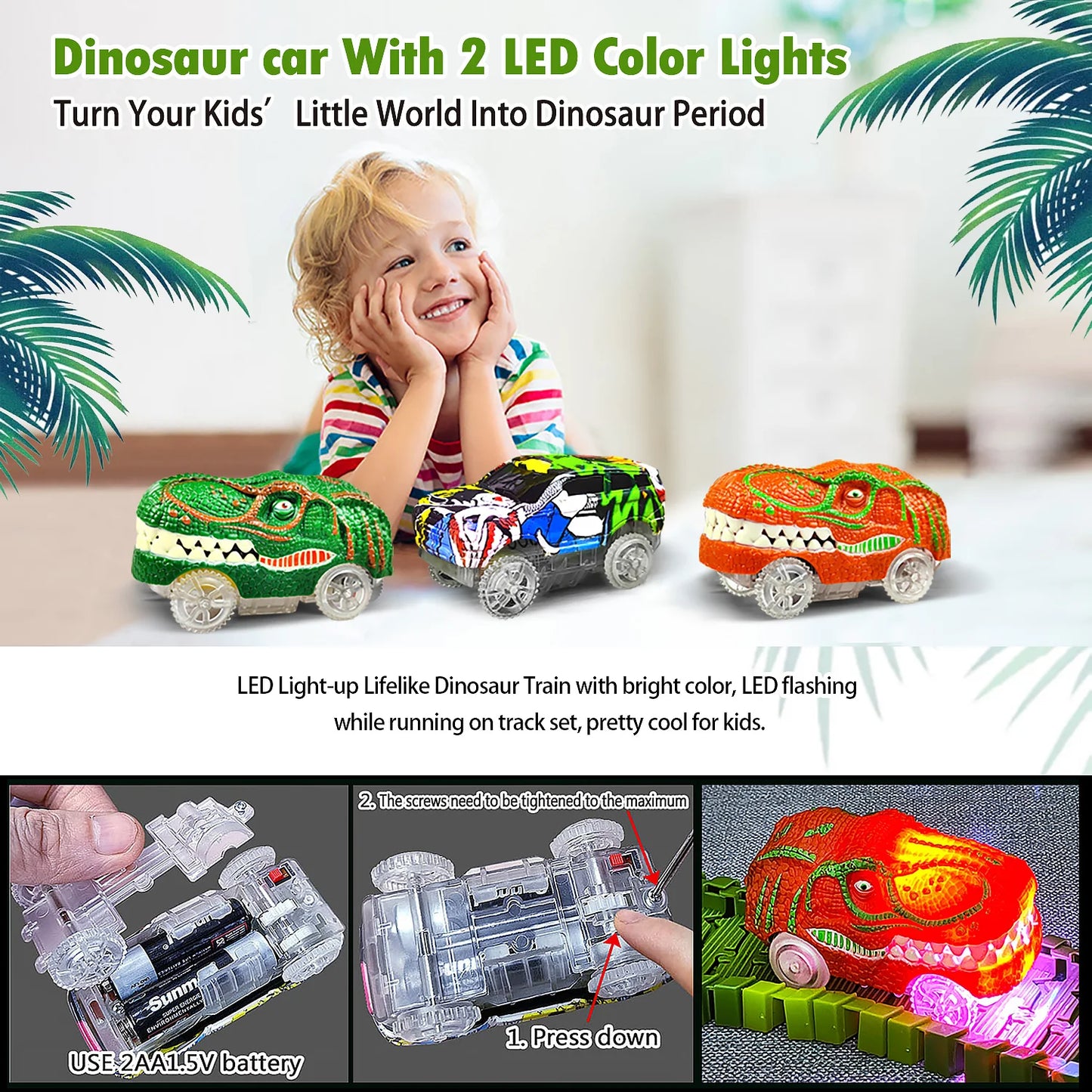 Dinosaur Toys for Kids Mist-spouting Volcano And Climbing Track Train Kit Toys for Boys/Girls Home schoolers Gift for Party Deco