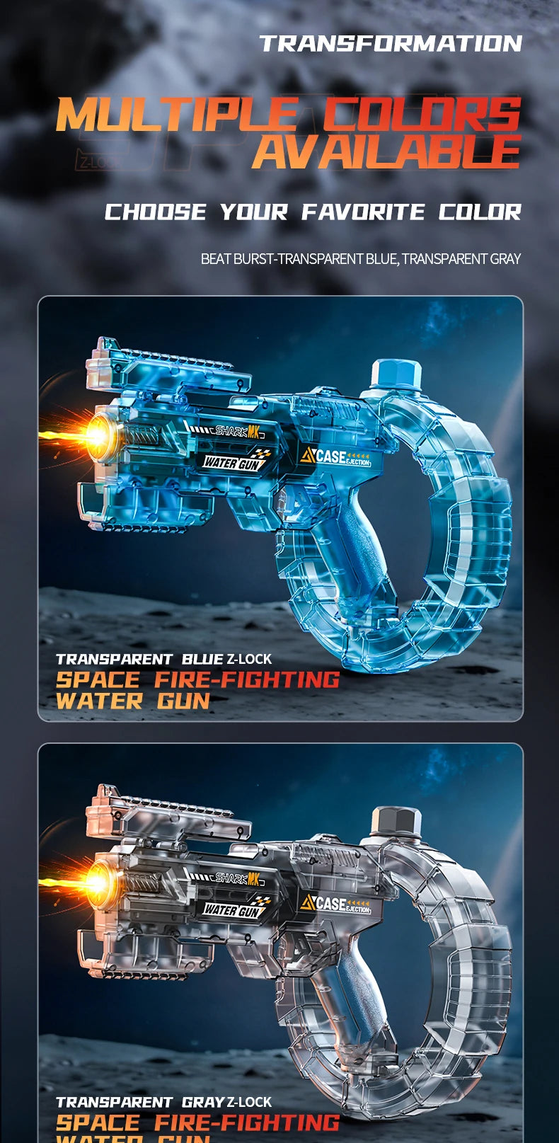 Children Led Energy Gathering Ring Electric Water Gun Toy Shooting Games Automatic Water Squirt Gun Summer Outdoor Toys for Kids