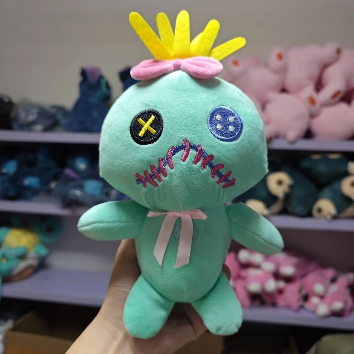 15/22cm Scrump Plush Toys Pendant Cartoon Lilo and Stitch Plush Toys Soft Stuffed Kawaii Green Doll Xmas Gift For Boys