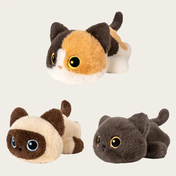 25cm Black Cat Siamese Kitten Plush Toys Cartoon Lifelike Kitten Dolls Animal Artificial Touch Doll Kids Girls Birthday Gifts