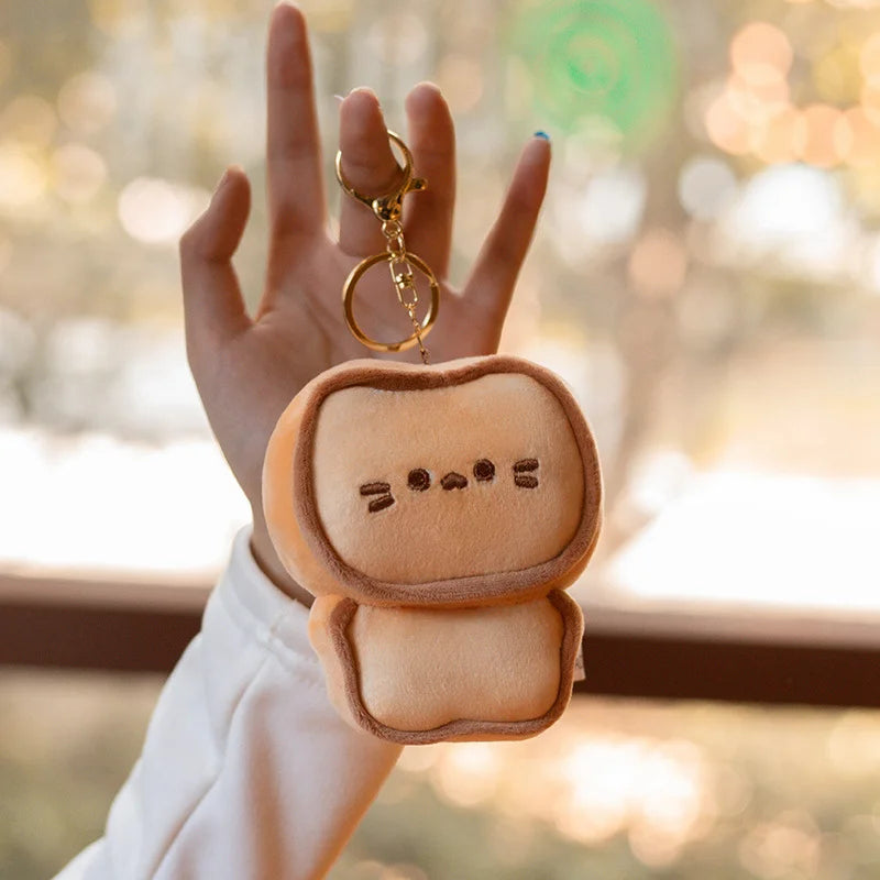 10cm Kawaii Lifelike Butter Biscuit Cat Plush Toy Keyring for Girls Bag Ornament Cute Pendant Dolls Toys for Kids Birthday Gift