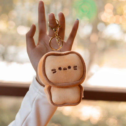 10cm Kawaii Lifelike Butter Biscuit Cat Plush Toy Keyring for Girls Bag Ornament Cute Pendant Dolls Toys for Kids Birthday Gift