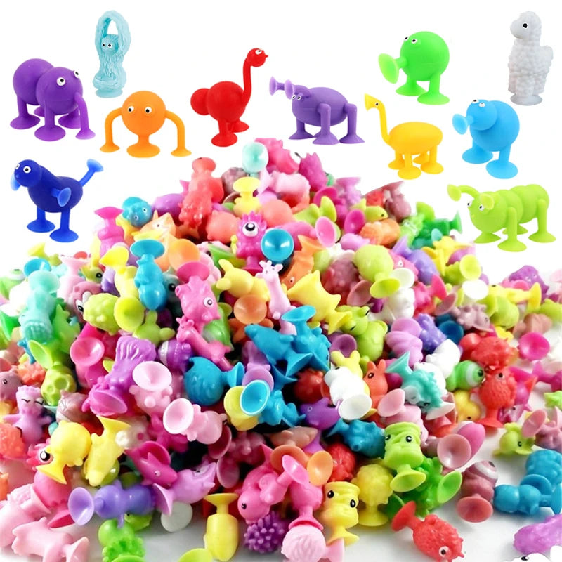 30pcs Pop Little Suckers Assembled Sucker Suction Cup Mini Monster Sucker Capsule Model Building Block Toys Cartoon Animal