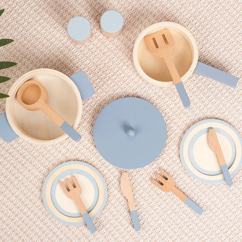 Children's Wooden Simulation Kitchen Toys, Early Education Educational Toys, Simulation Pots and Pans, Food, Role-Play Chef