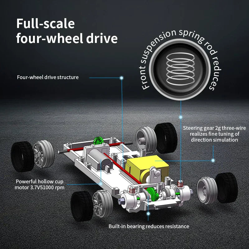 2.4G RC Drift Car 1/43 4WD Remote Control Mini Racing Car Toy