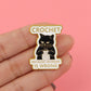 Cartoon Black Cat Crochet Enamel Pin Animal Badges on Backpack Brooches for Women Metal Lapel Pins Cosplay Accessories Toys Gift
