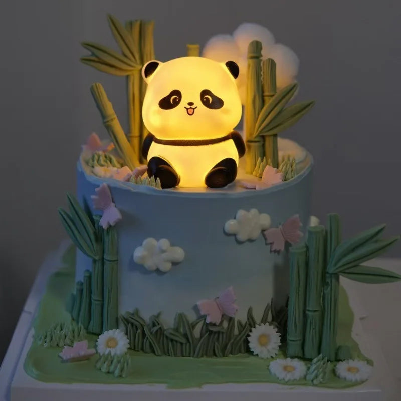 Panda Tap Night Light Soft Ambient Bedroom Lamp Sitting Prone Ornament Eye Friendly Sleep Aid Kawaii Decoration Holiday Gift