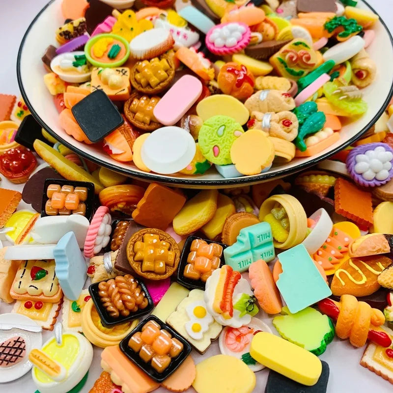 Miniature Food Toys Mixed Resin Food Dolls Kitchen Pretend Toys Suitable for Dollhouse Kitchen Toys Resin Miniature Food