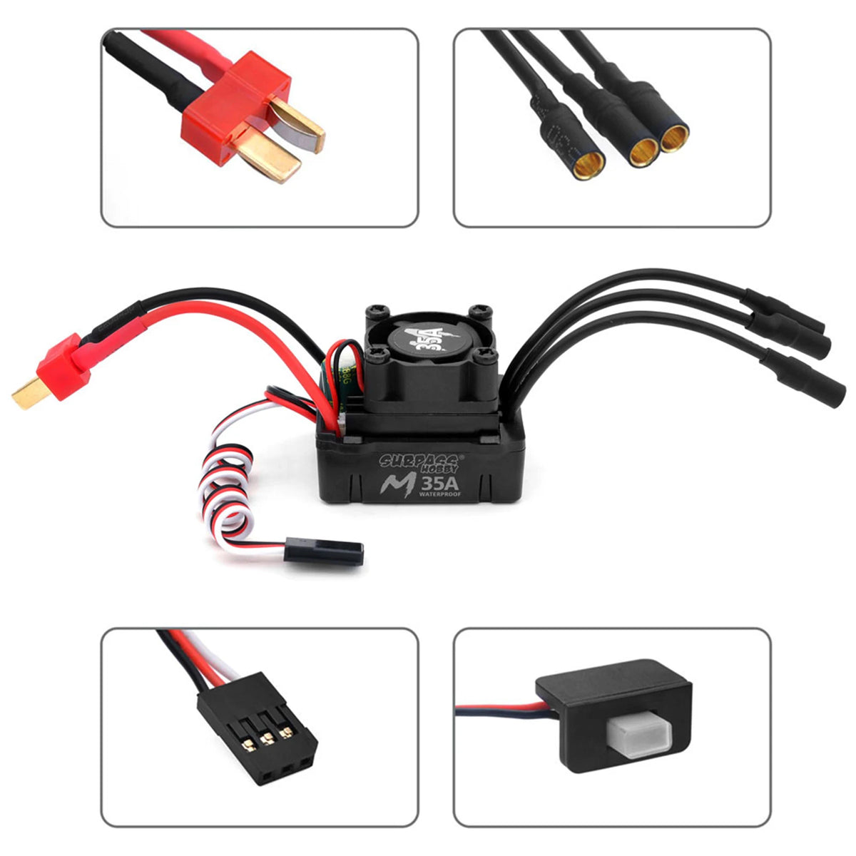 Surpass Hobby 2430 5800KV Brushless Motor with 35A Waterproof ESC Combo, Sensorless Motor ESC Upgrade for 1/18 1/16 1/14 RC Cars & Trucks