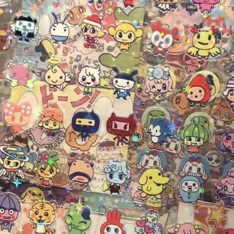 8pcs Japanese anime Tamagotchi Style pixel graph Cut film sticker desktop phone shell decoration Hand account diy accessory toy