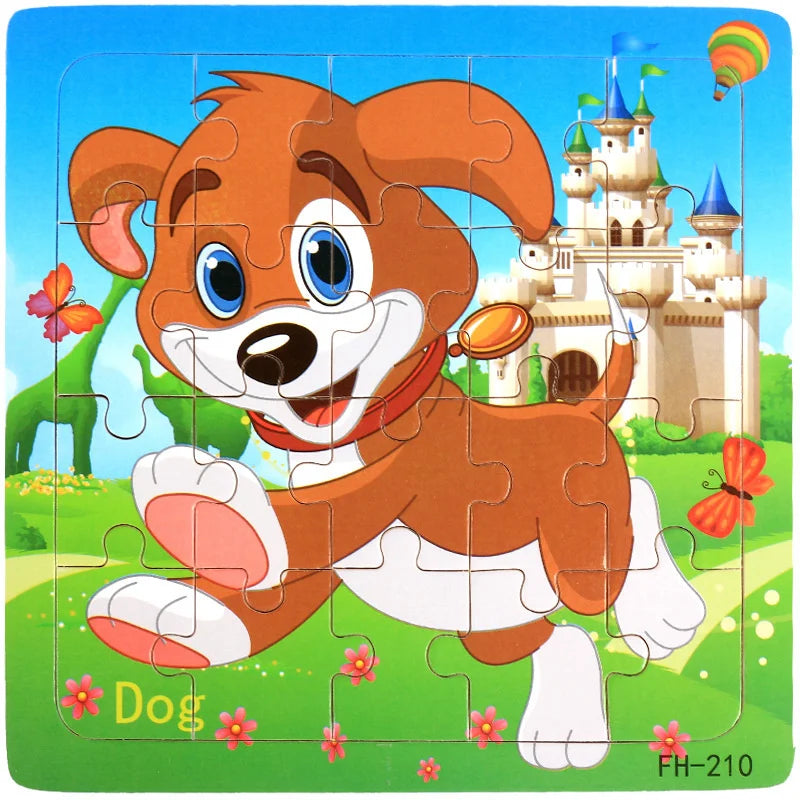 New 20 Piece Wooden 3d Puzzle Cartoon Animal Vehicle Jigsaw Puzzle Montessori Educational Toys For Kids 3-6 Years Old
