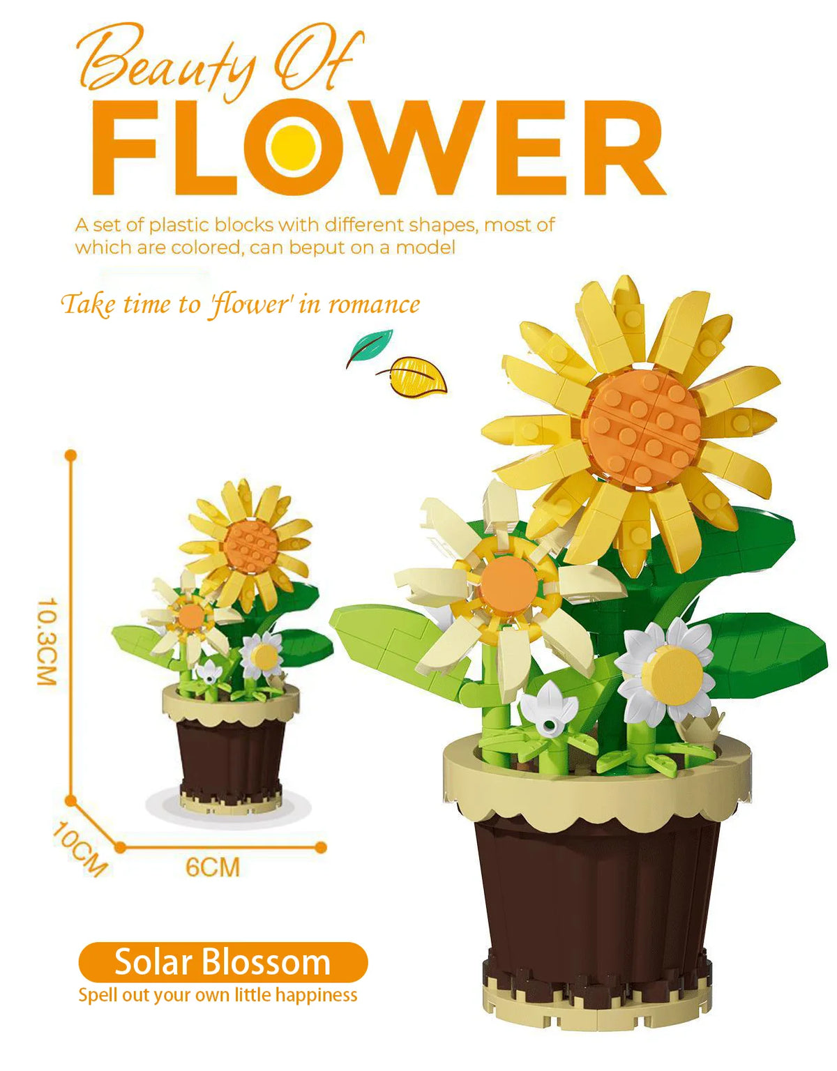 Small Particle Building Block Home Decor Series Flower Potted Plant Toys Set with Permanent Flowers Gift for Plant Arrangements
