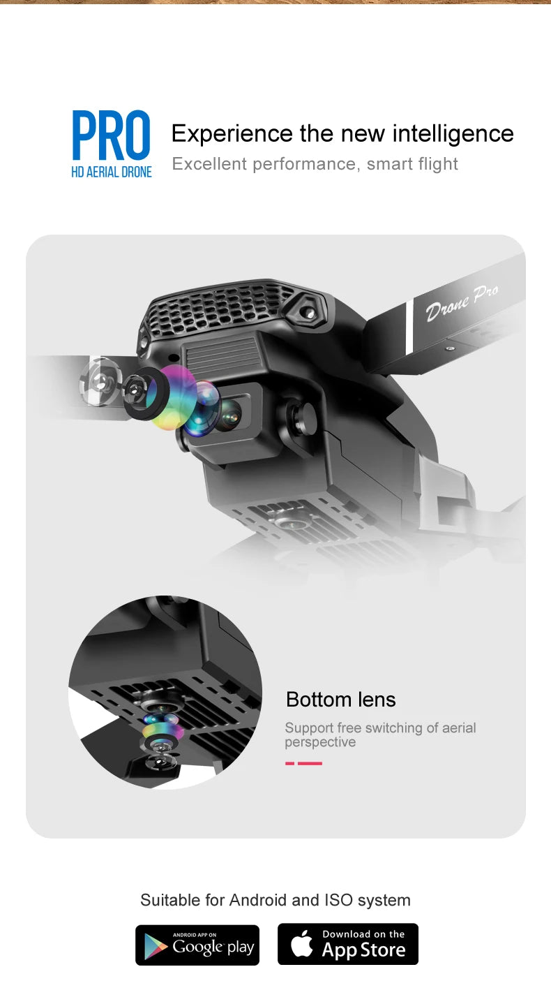 Brushless Motor Foldable Drone Optical Flow Drone 360° Rolling Trajectory Flight Headless Mode Speed Adjustment APP Control Drone