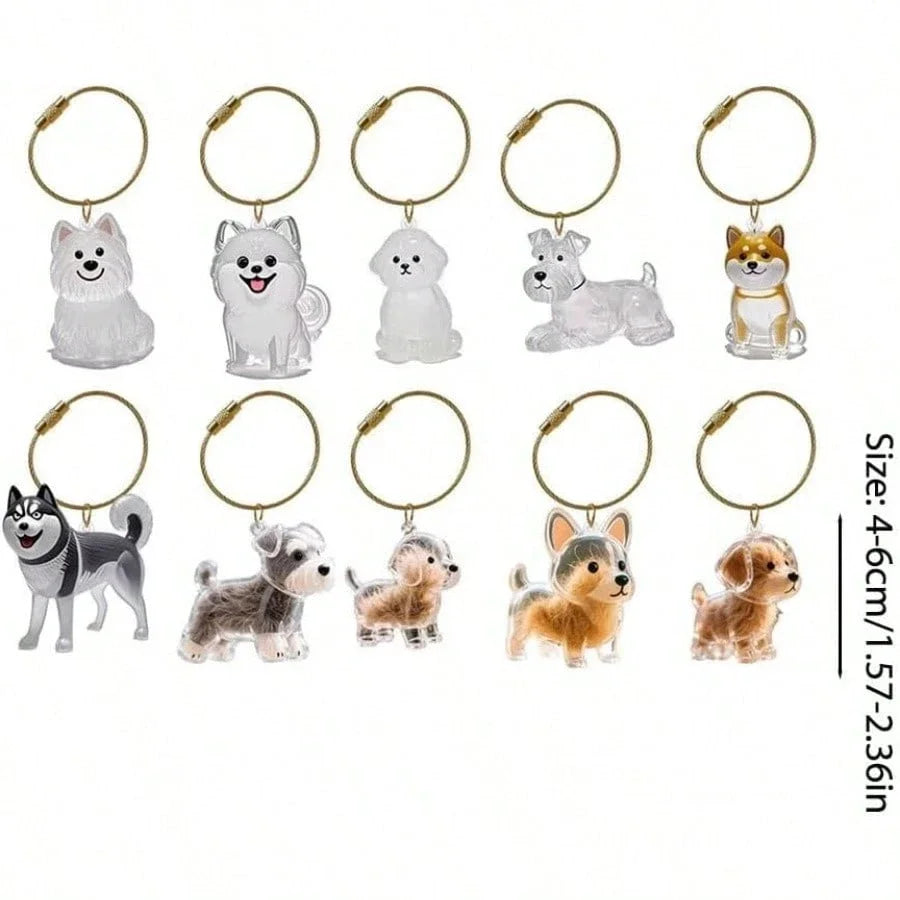 Adorable Cat Hair Storage Pendant Keychain Transparent Cat/Dog Hair Storage Container for Pet Lover DIY Pet Memorial Keychain