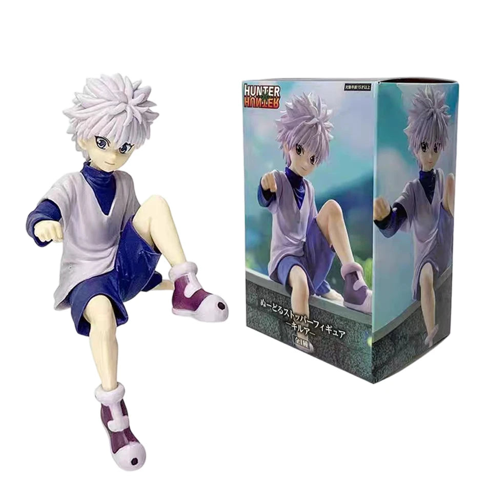 Hot Anime Full Time Hunter Character Sitting Posture Qiben Sitting Posture Xiaojie  Killua Desktop Ornament Trendy PVC Model Toy