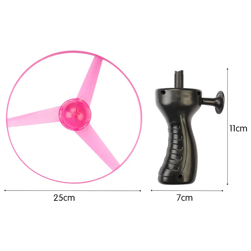 Luminous Flying Disc Propeller Toys LED Lighting Pull String Flying UFO Toy Spinning Top Outdoor Game Sports Toy Gift