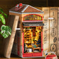 Rolife Wisdom Stationery Shop DIY Book Nook Kit 472-Piece Wooden Dollhouse 3D Puzzle DIY Miniature House Model Building Kit with LED Light for Bookshelf Decor Gift for Book Lovers