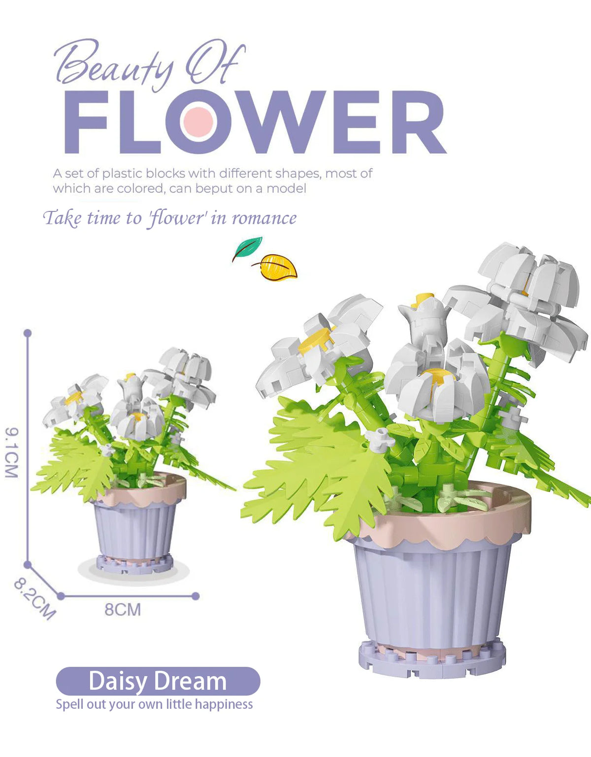 Small Particle Building Block Home Decor Series Flower Potted Plant Toys Set with Permanent Flowers Gift for Plant Arrangements
